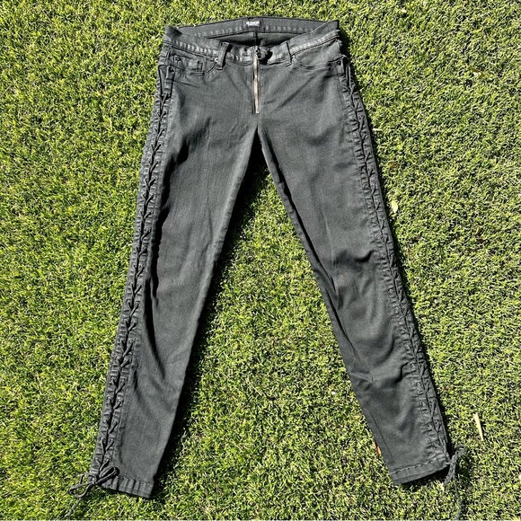 Hudson Black Skinny Jeans with Lace Up Sides - Picture 2 of 5